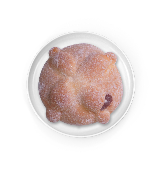 Pan de muerto chico con relleno de crema de avellanas