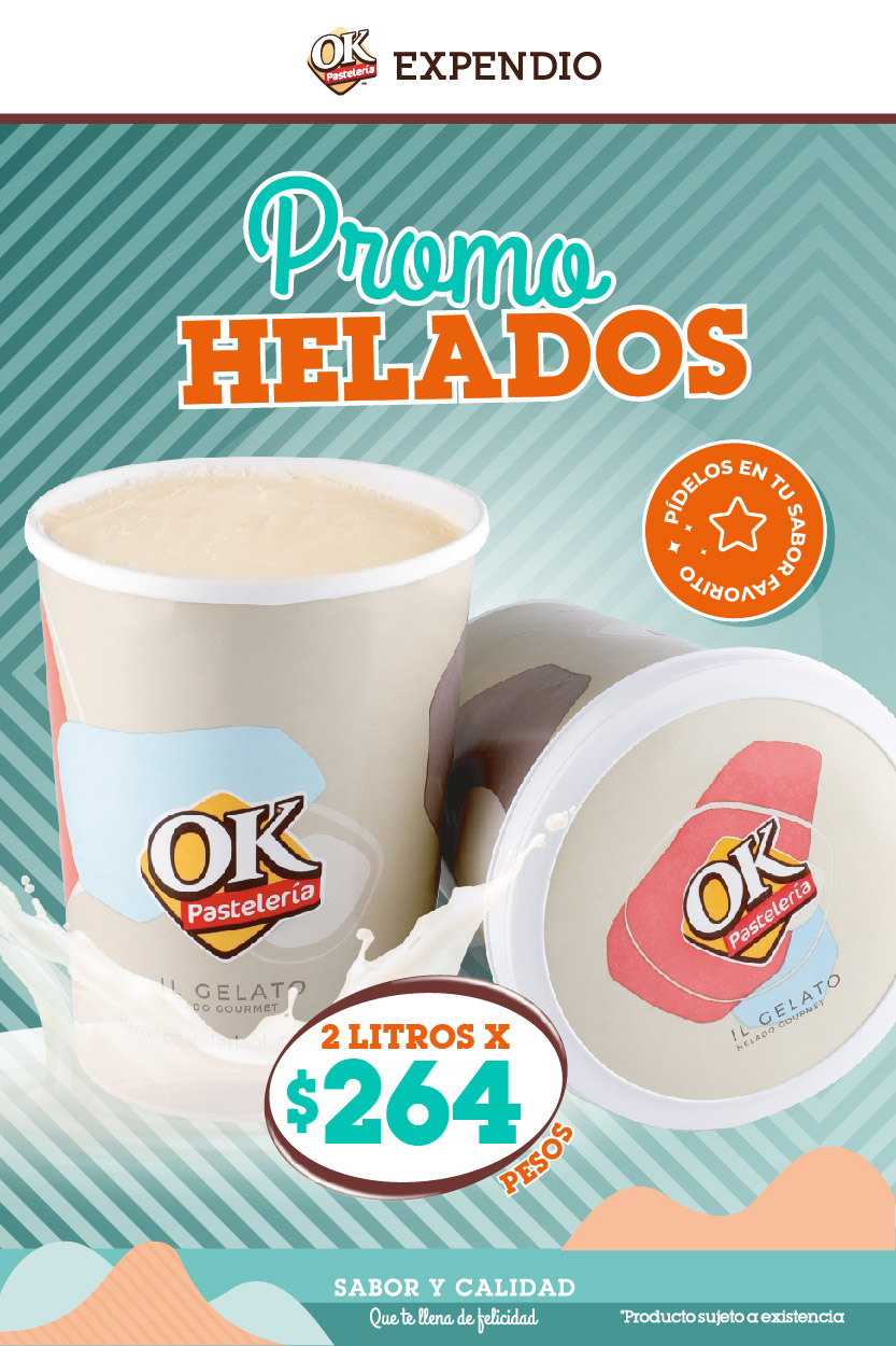 2 litros de helado x 264 pesos